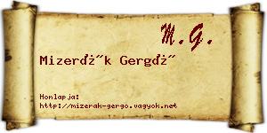 Mizerák Gergő névjegykártya